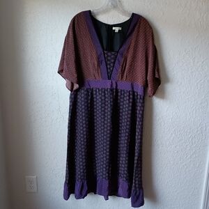 ⭐Final Sale Price⭐ Garnet Hill Womens Silk Dress Sz 16 Boho Patchwork